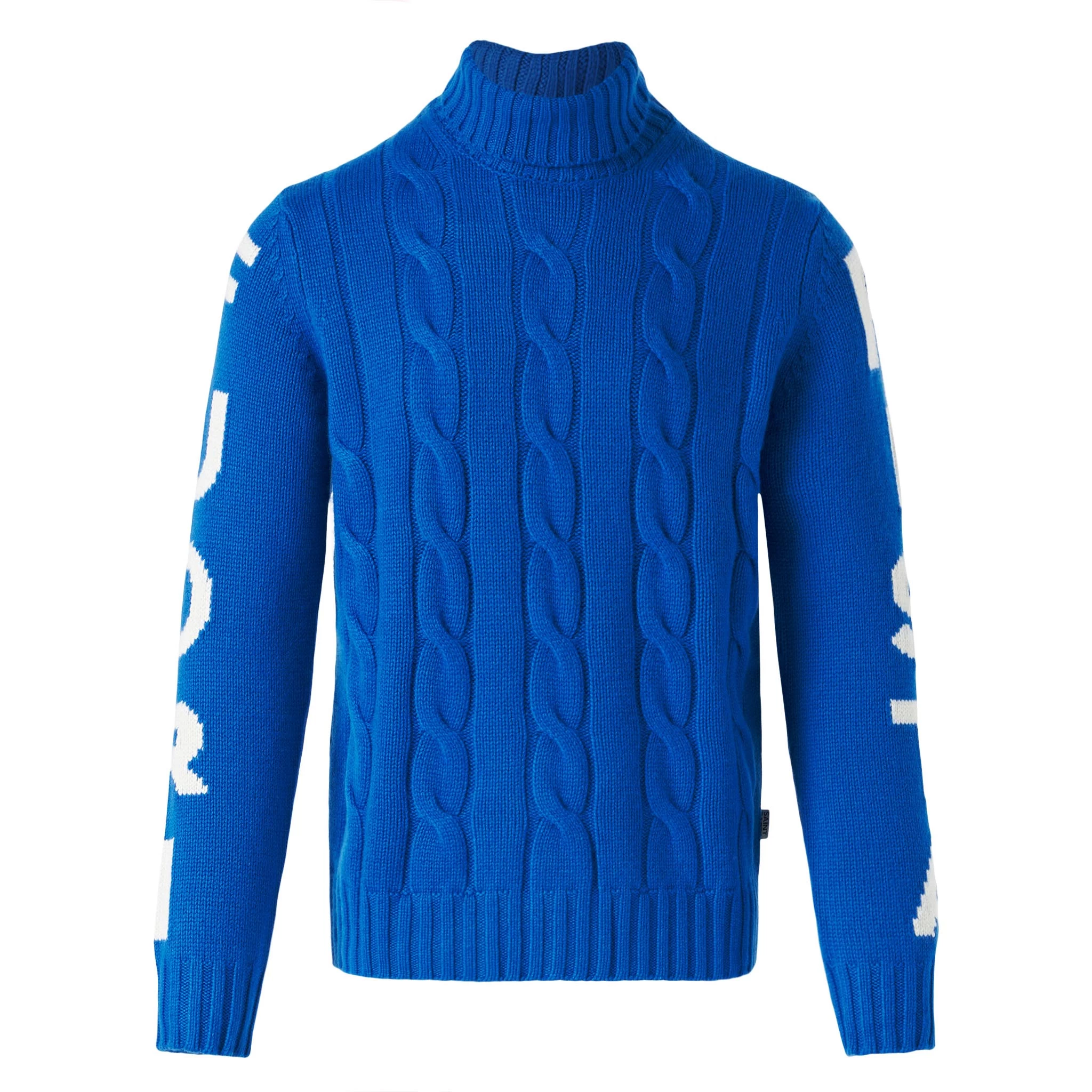 MC2 Saint Barth Man Turtleneck Braided Sweater With Fuori Pista Print - Image 4
