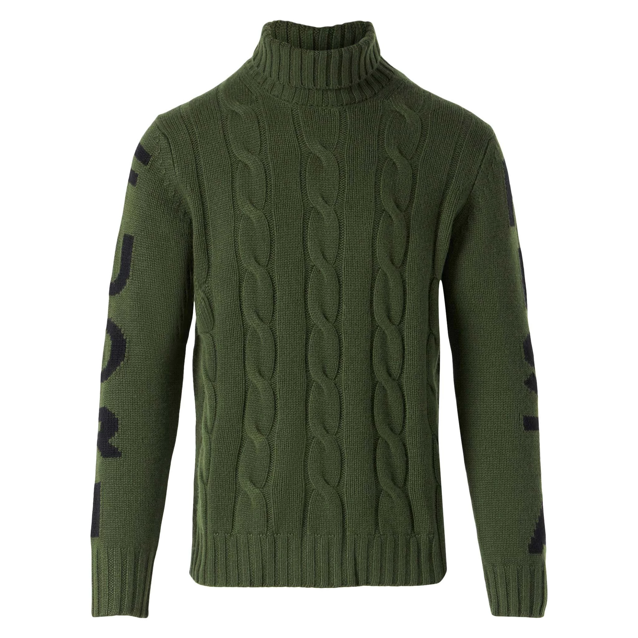 MC2 Saint Barth Man Turtleneck Braided Sweater With Fuori Pista Print - Image 4