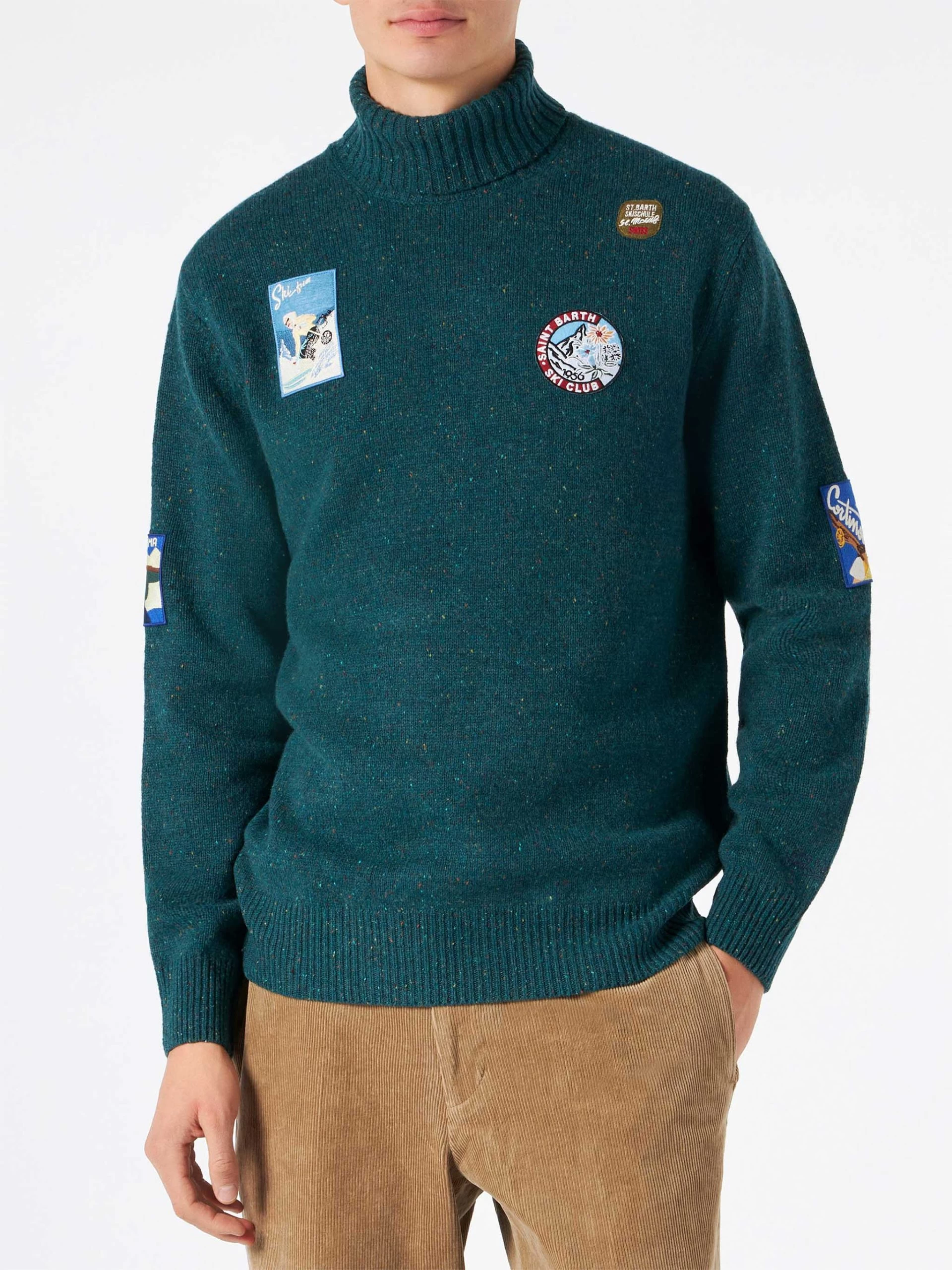 MC2 Saint Barth Man Green Turtle-neck Sweater