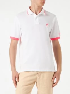 MC2 Saint Barth White Piquet Polo With Palm Embroidery